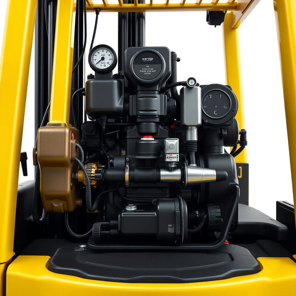 Bir Hyster H50F forkliftin motor bölümü