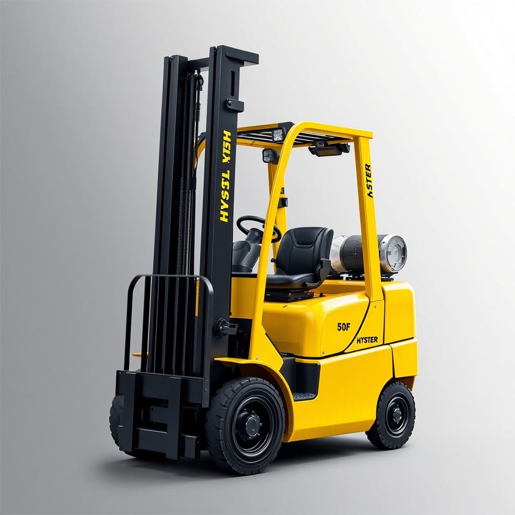 Bir Hyster H50F forkliftin alt kısmı