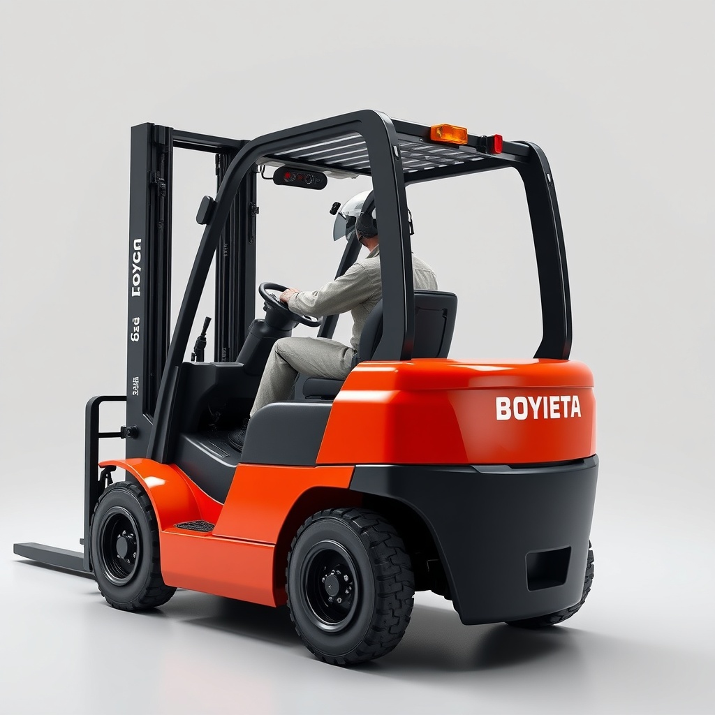 Toyota 8FGCU25 forkliftin operatör koruma kafesi ve geri görüş kamerası monte edilmiş hald