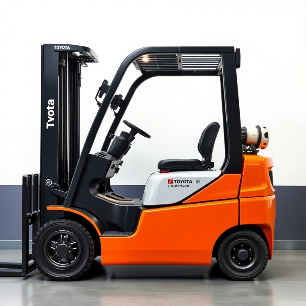 Toyota 8FGCU25 forkliftin LPG motor bölümünün yanı sıra